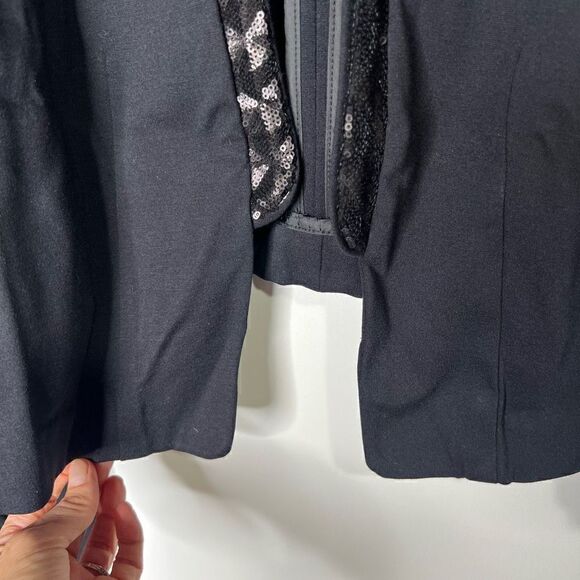 Lane Bryant Black Stretch Mandarin Collar Sequin Trim Dress Jacket - Picture 4 of 5